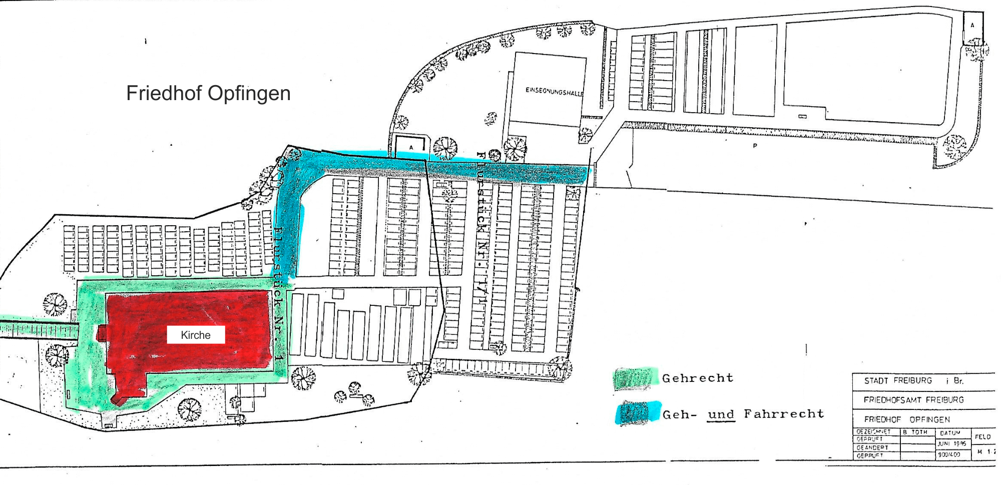 Stadtplan Freiburg/ Opfingen/ Bergkirche und Friedhof Opfingen